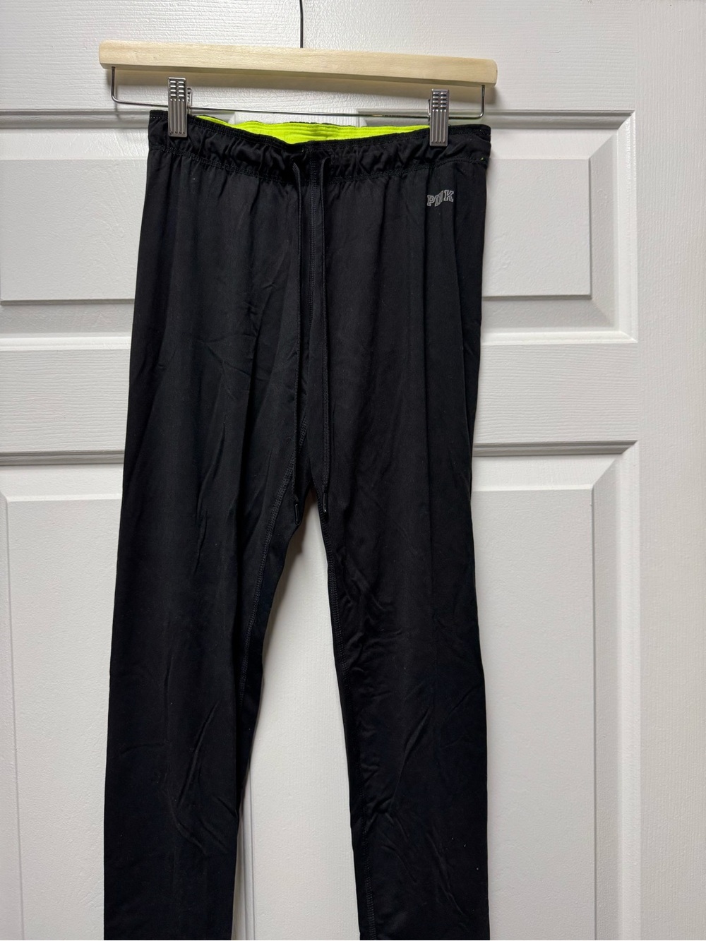 Victoria's Secret Men's Black Joggers with Neon Lime Waistband